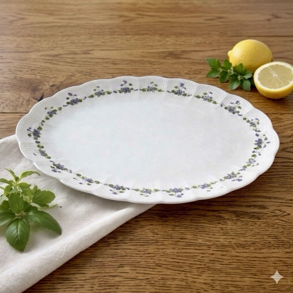 KAISER Romantica Viola Oval Serving Platter 12 3/4" Purple Floral W. Germany
